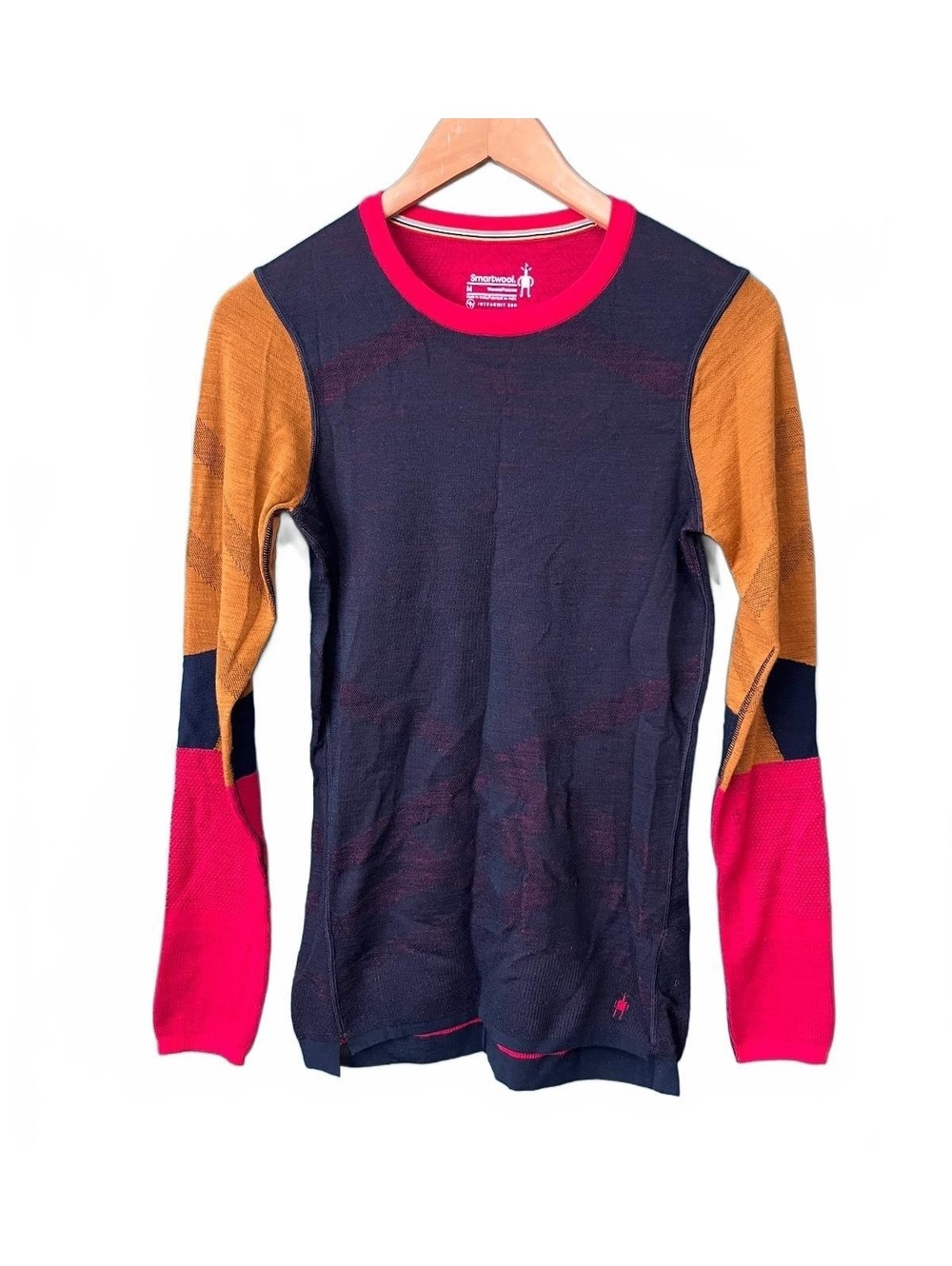 Smartwool Intraknit Merino Colorblock Crew Base Layer Top Women's M Gorpcore